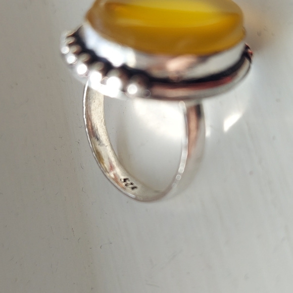 Honey Yellow Onyx Ring 🍯🐝 .925 SS Overlay - Picture 3 of 5